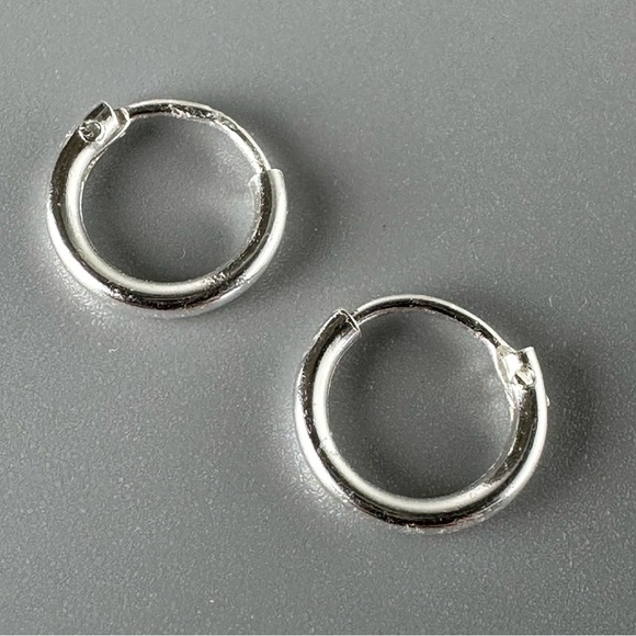 Sterling Silver Tiny Hoop Earrings 8mm Small Minimalist Cartilage - Picture 3 of 8